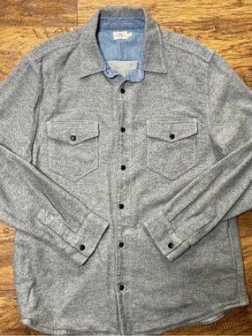 Faherty Heather Gray Button-Up Shirt Jacket